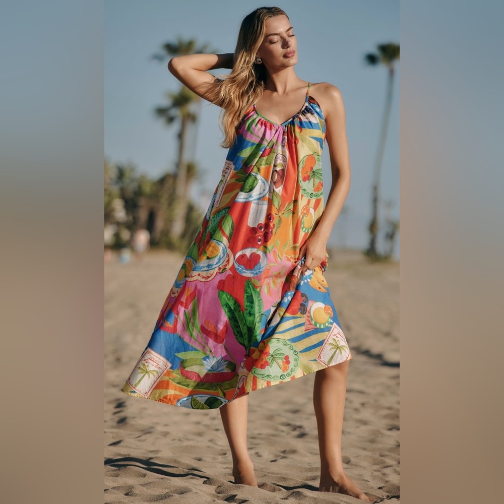 NWT $220 FARM RIO SUMMER PICNIC DRESS SZ SMALL POCKETS SLEEVELESS